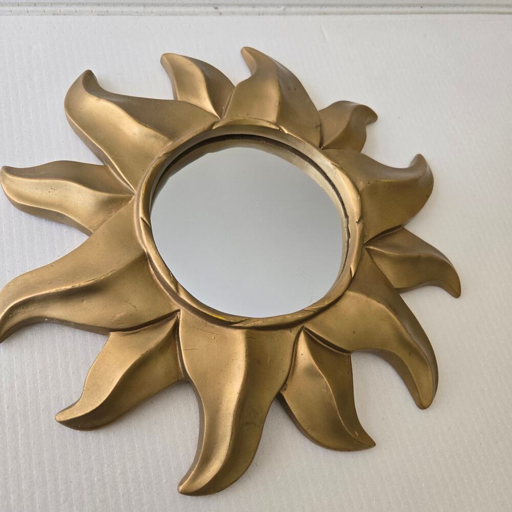 Vintage Pier 1 Imports Celestial Sunburst Wall Mirror Gold Tone 11" *read*